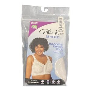 Playtex Bra Womens 44D White 18 Hour 4695 Wirefree Front Close Supportive Back